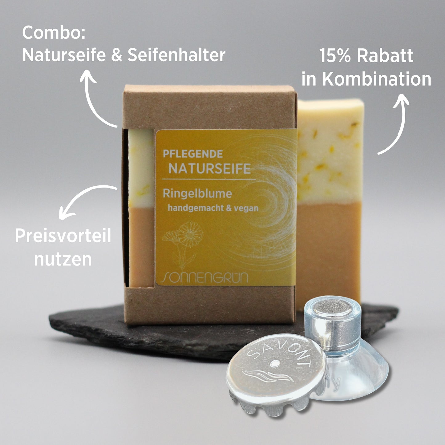 Combo: Naturseife und Seifenhalterung