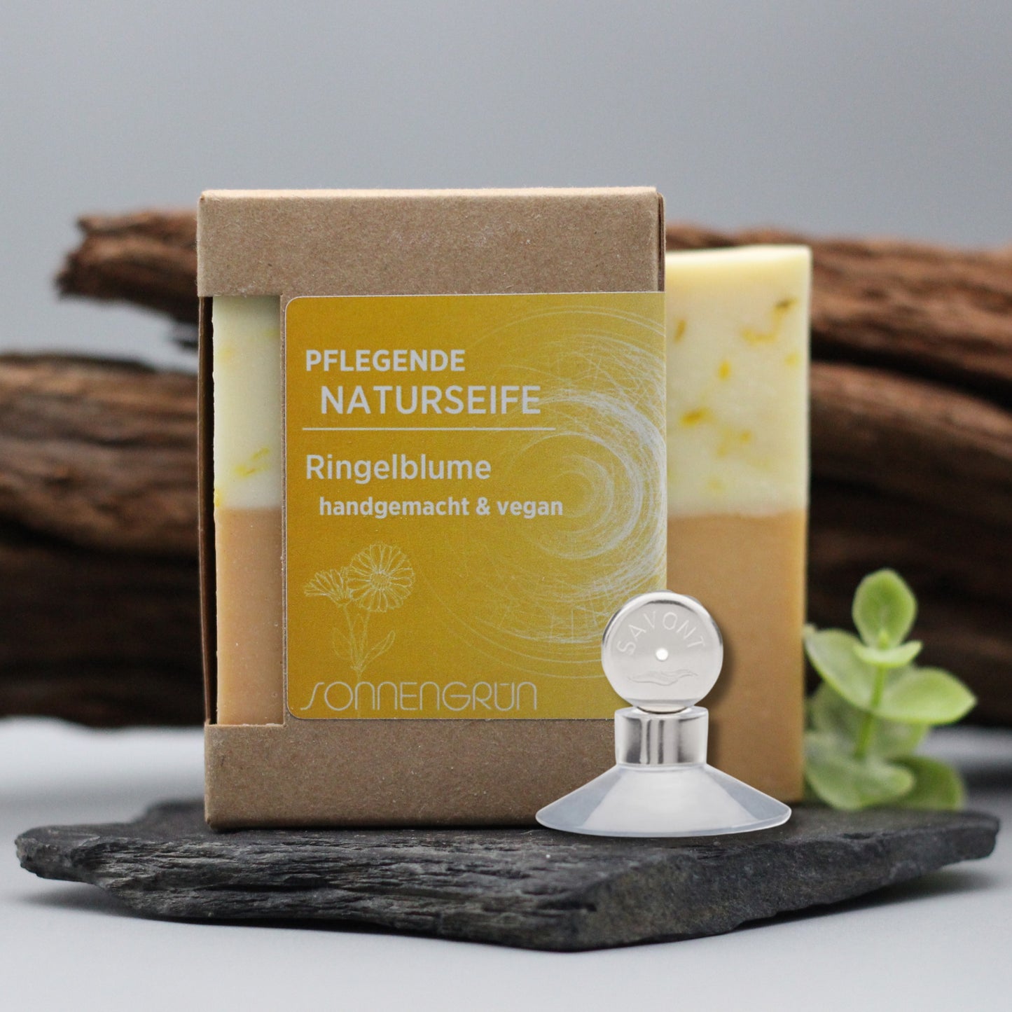 Ringelblumenseife mit magnetischer Seifenhalterung