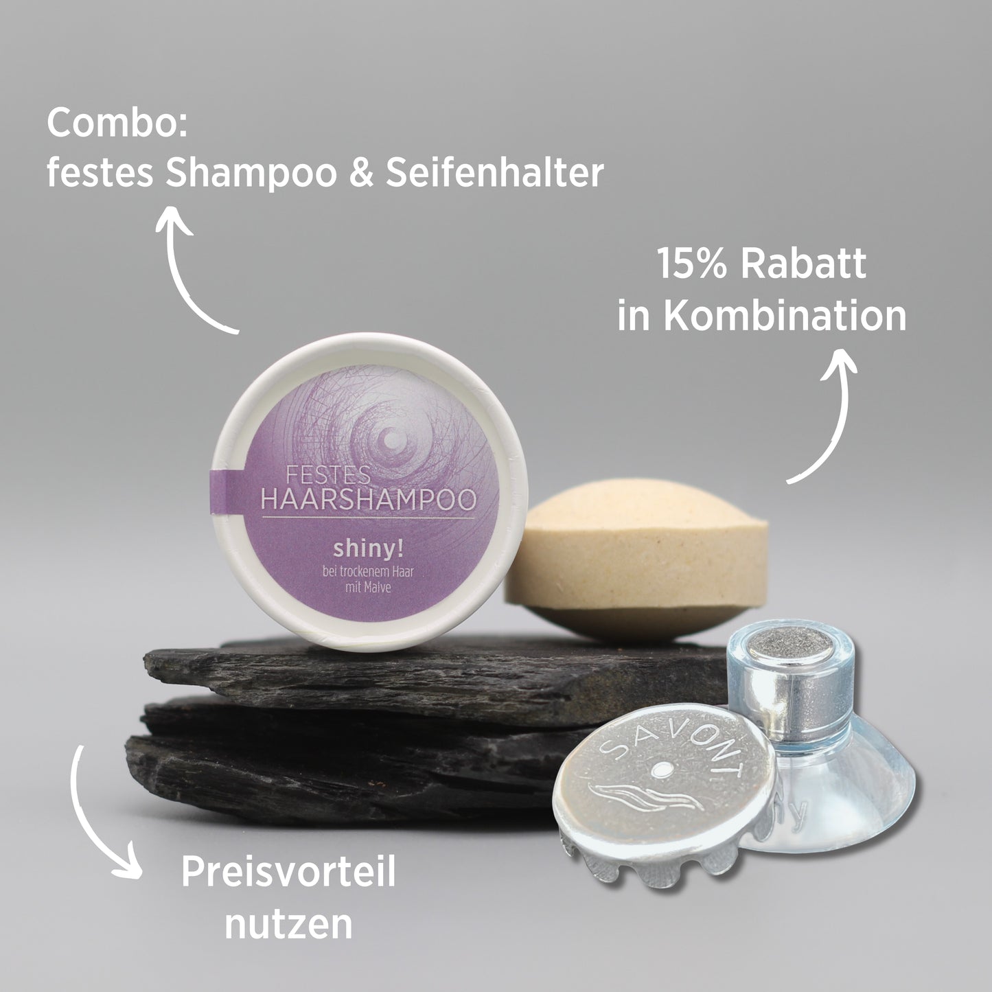 Seifenhalter und festes Shampoo