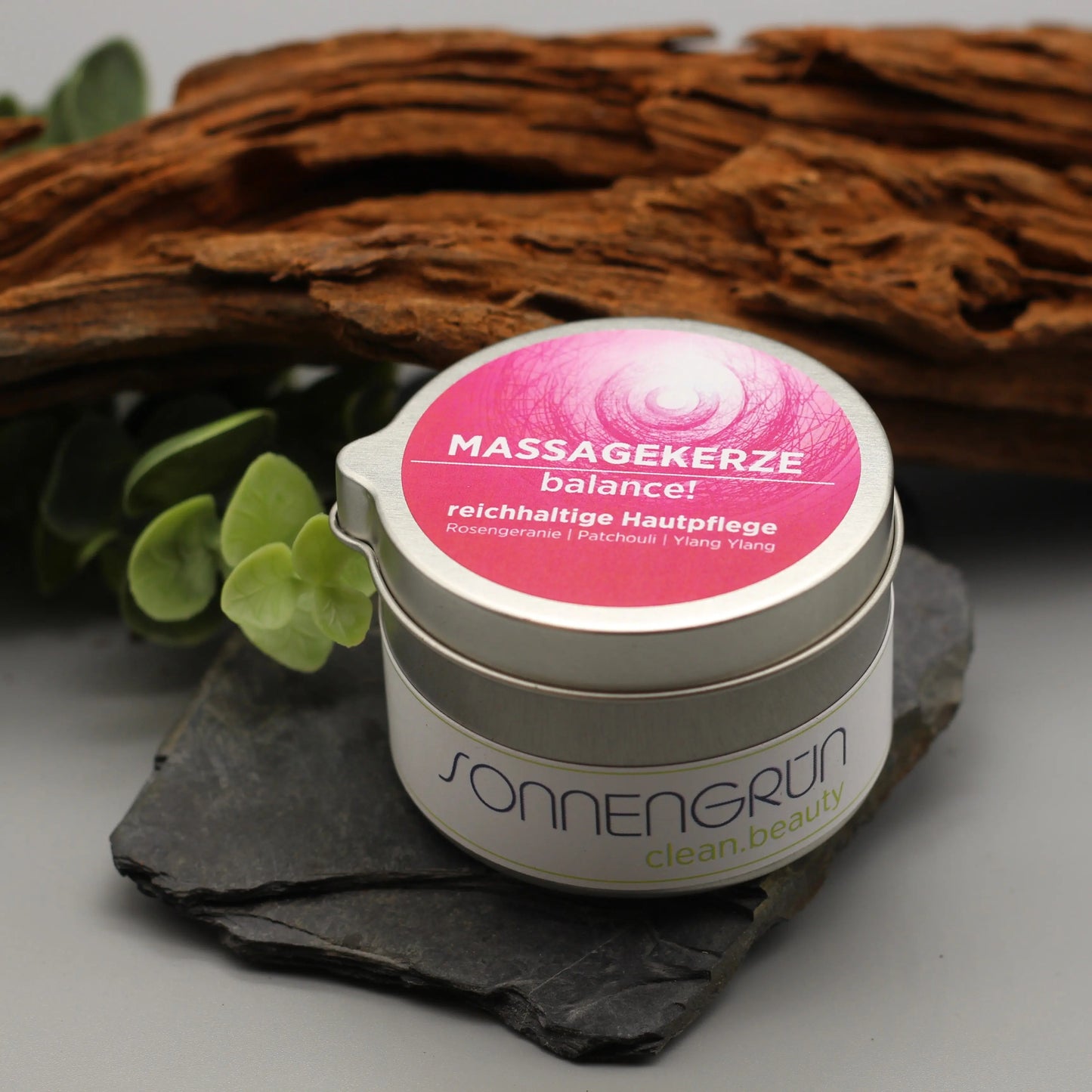 Massagekerze "balance!" Sonnengrün