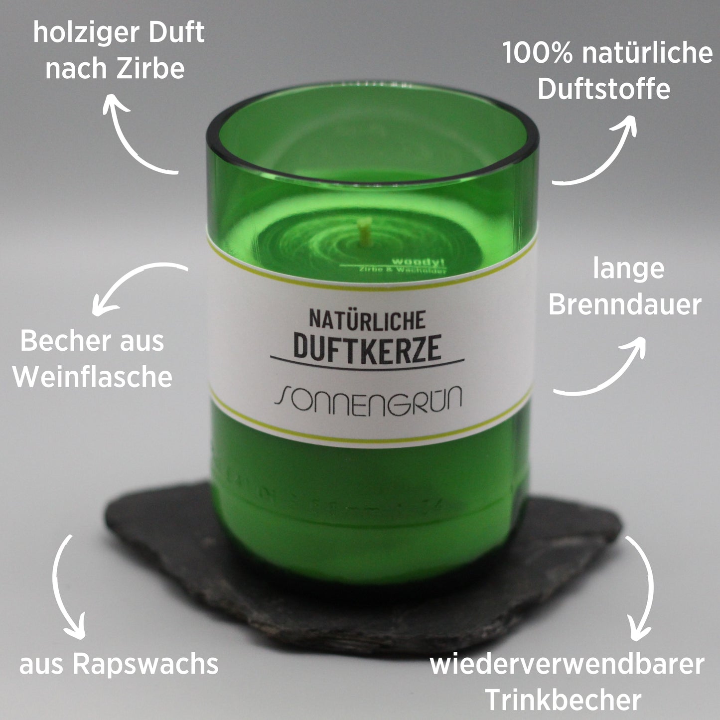natürliche Duftkerze mit Zirbe
