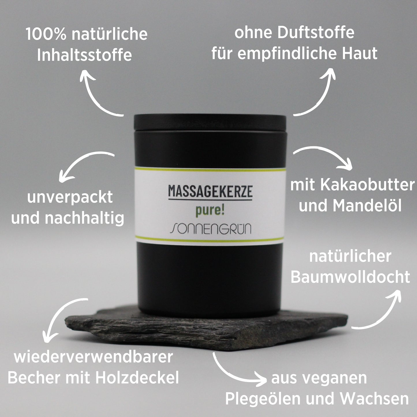 natürliche Massagekerze mit hochwertigen Pflegeölen