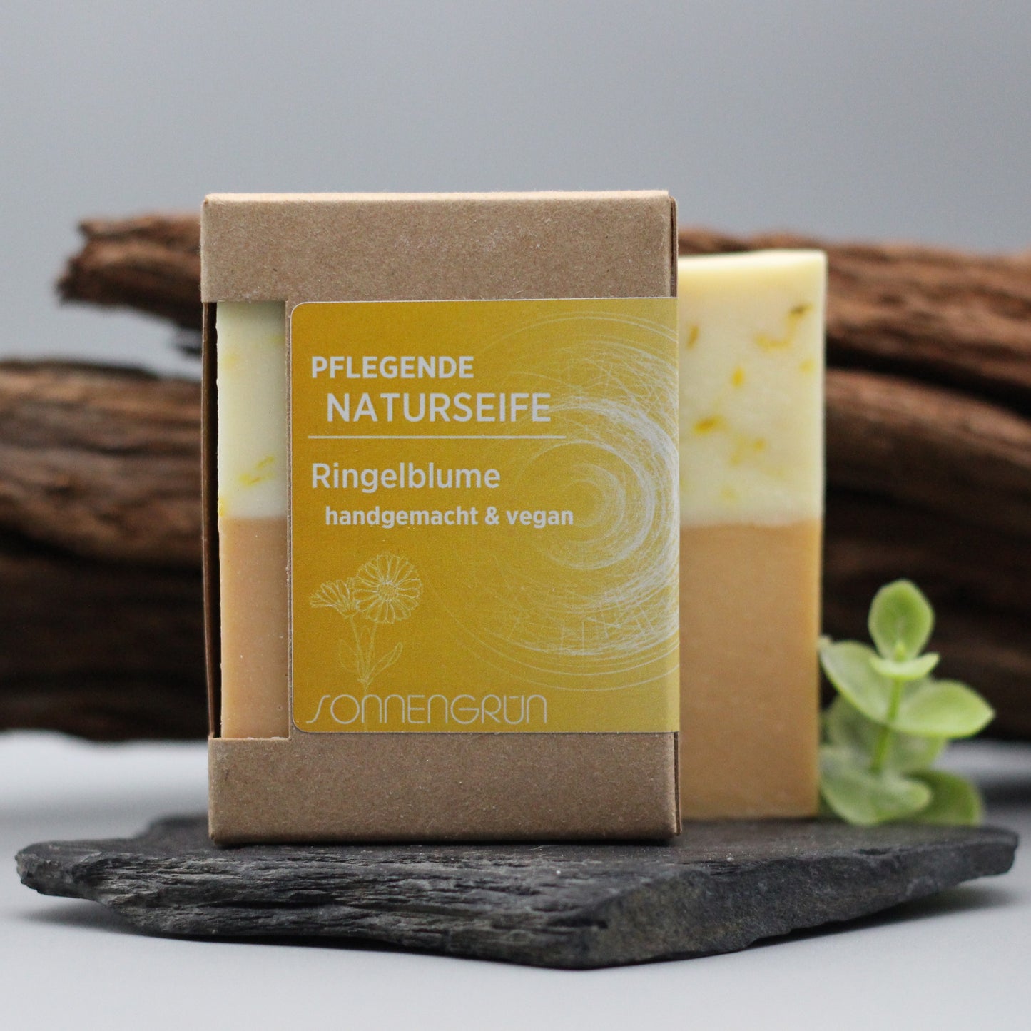 vegane Naturseife mit Ringelblume und Sanddorn