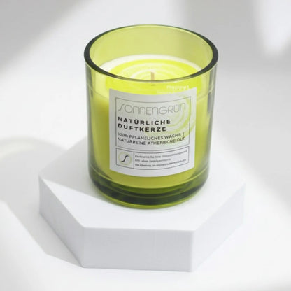 Handgegossene Duftkerze Orange-Litsea aus Rapswachs – vegane Naturkerze von Sonnengrün.