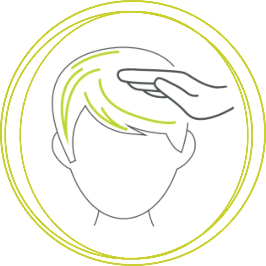 Symbol für Haare beim Stylen – Anwendung von natürlichem Haarwachs oder Stylingprodukten von Sonnengrün