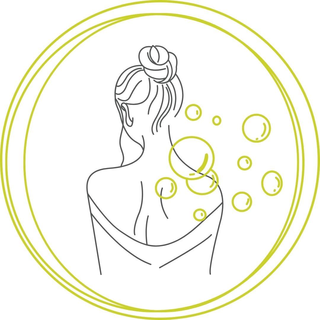 Symbol Duschen – zeigt, dass das Produkt während des Duschens verwendet wird