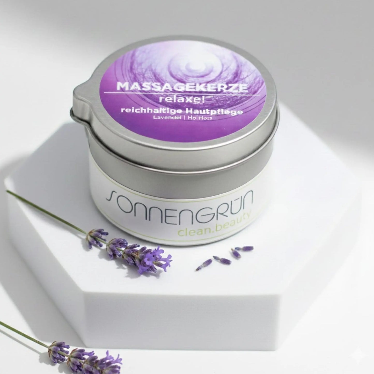 Massagekerze "relaxe!" Sonnengrün