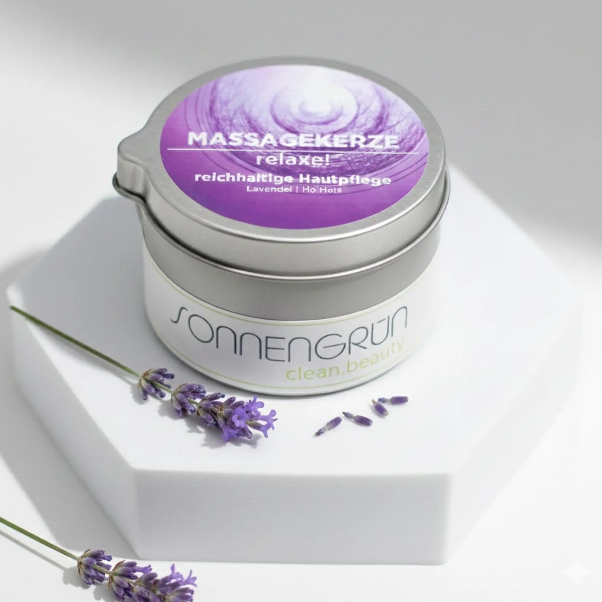 Massagekerze "relaxe!" Sonnengrün