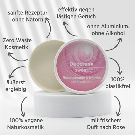 Deocreme "sweet!" | Rosengeranie & Ho Holz - Sonnengrün | natronfreies Deo