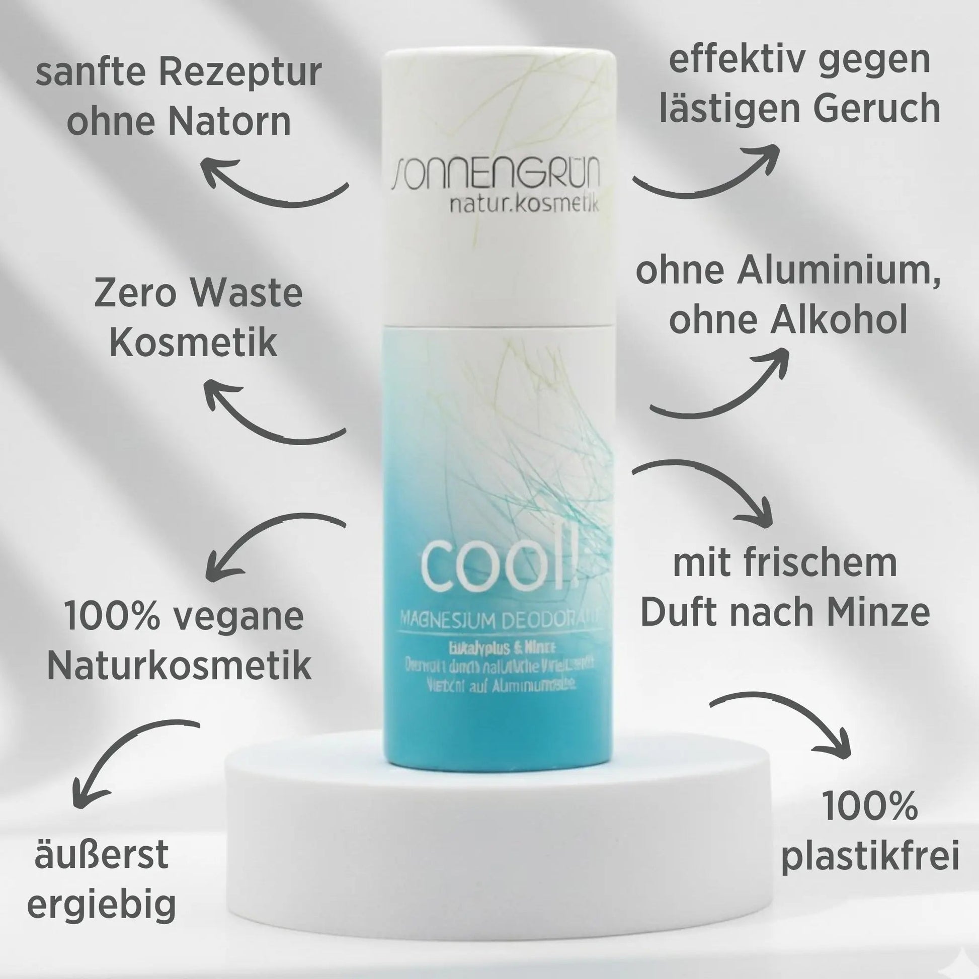 Deostick "cool!" | Zitronen-Eukalyptus & Minze - Sonnengrün | plastikfreie Kosmetik