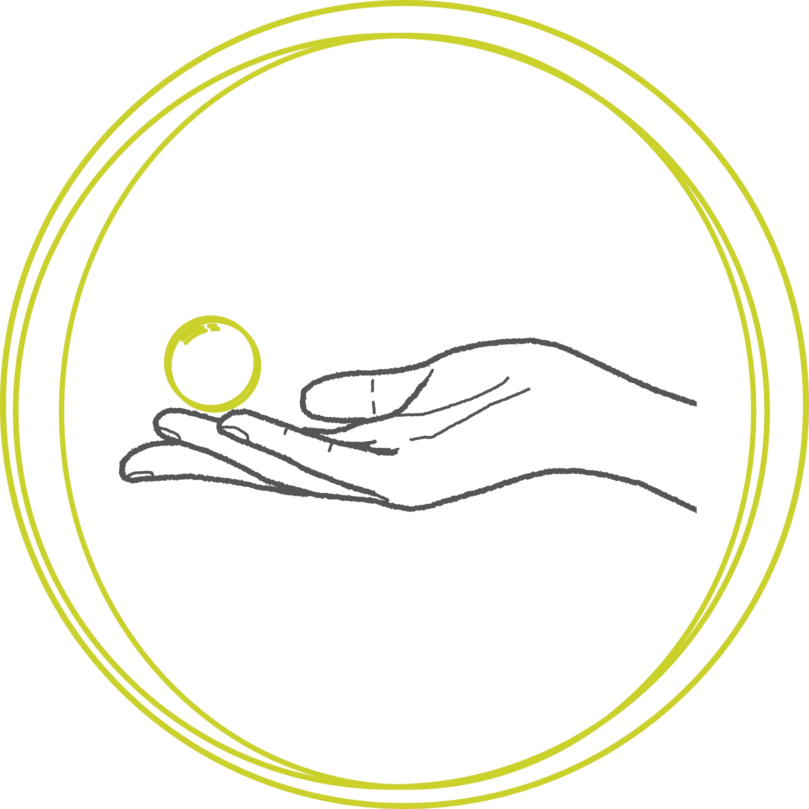 Symbol einer Hand mit erbsengroßer Produktmenge – empfohlene Anwendung natürlicher Pflegeprodukte von Sonnengrün